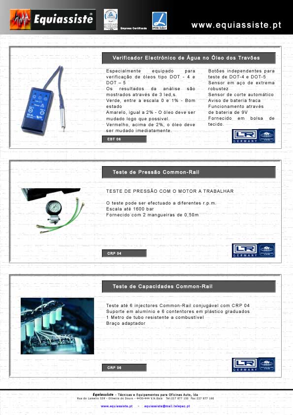 Teste electrónico de verificação de água no óleo dos travões Teste de pressão common-rail Teste de capacidades common-rail